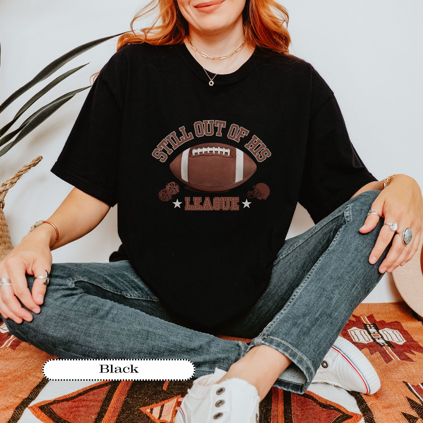 Still Out of His League Shirt – Funny Football Mom Tee – Retro Game Day Graphic – Sports Fan Comfort Colors® Shirt