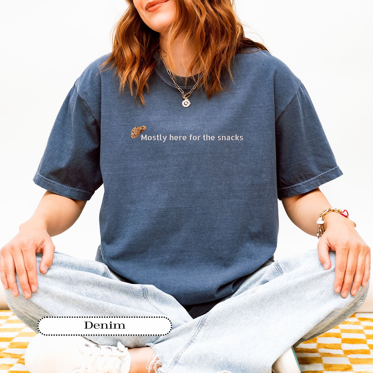 Mostly Here for the Snacks Tee – Funny Foodie Shirt, Comfort Colors® Graphic Tee, Snack Lover Humor