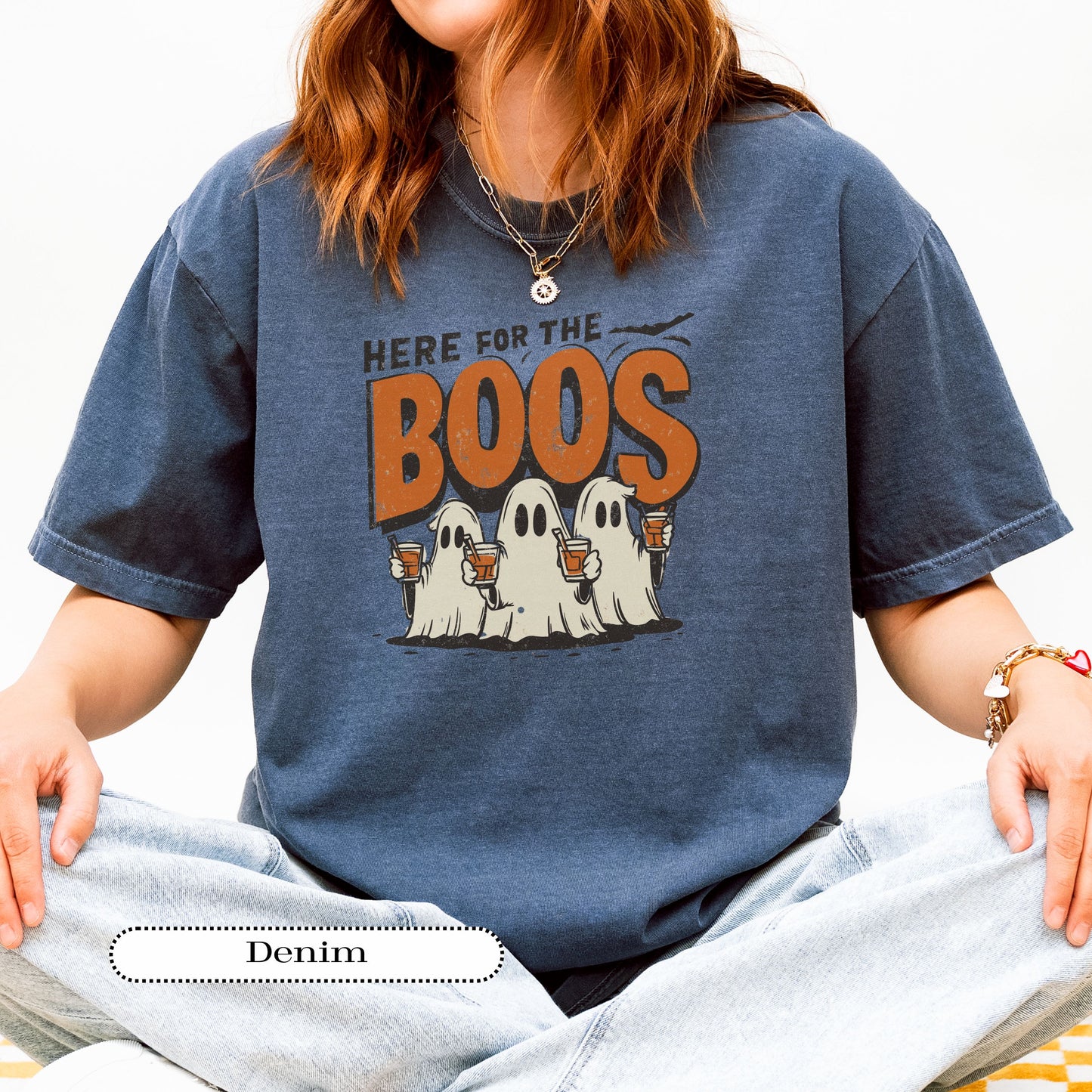 Wine and beer Halloween shirt, Here for the Boos graphic tee for party lovers.