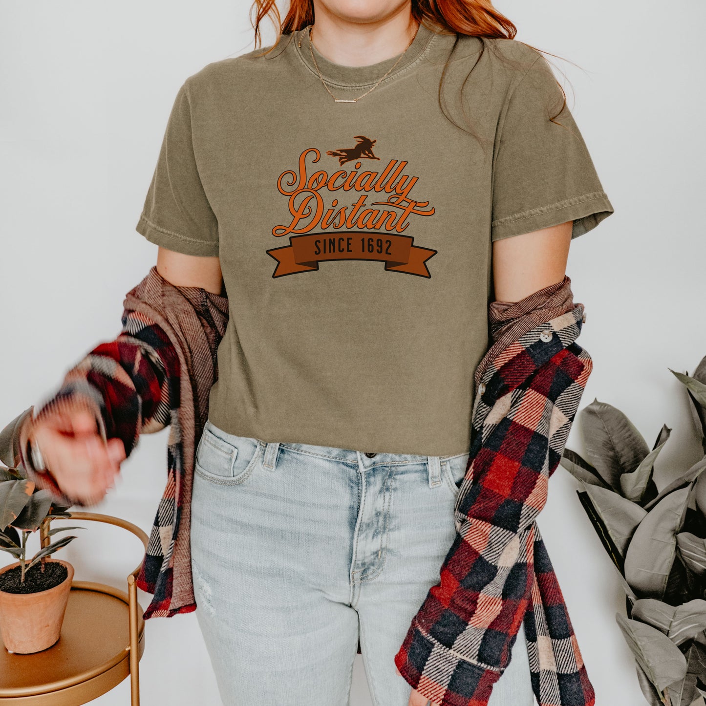 Socially Distant Since 1692 Comfort Colors® Tee – Witch Halloween Shirt, Salem Witch Graphic, Funny Sarcastic Gothic T-Shirt