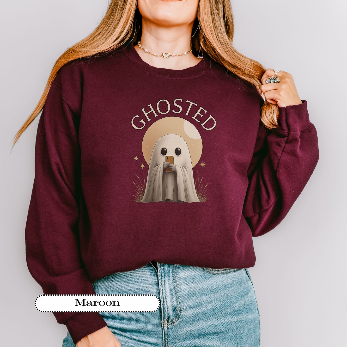 Ghosted Sweatshirt – Funny Dating Humor Crewneck, Halloween Cozy Pullover, Spooky Season Gift