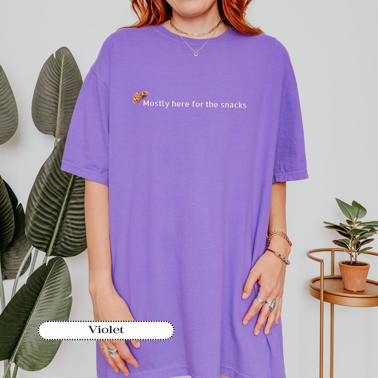 Mostly Here for the Snacks Tee – Funny Foodie Shirt, Comfort Colors® Graphic Tee, Snack Lover Humor