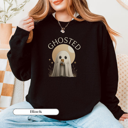 Ghosted Sweatshirt – Funny Dating Humor Crewneck, Halloween Cozy Pullover, Spooky Season Gift