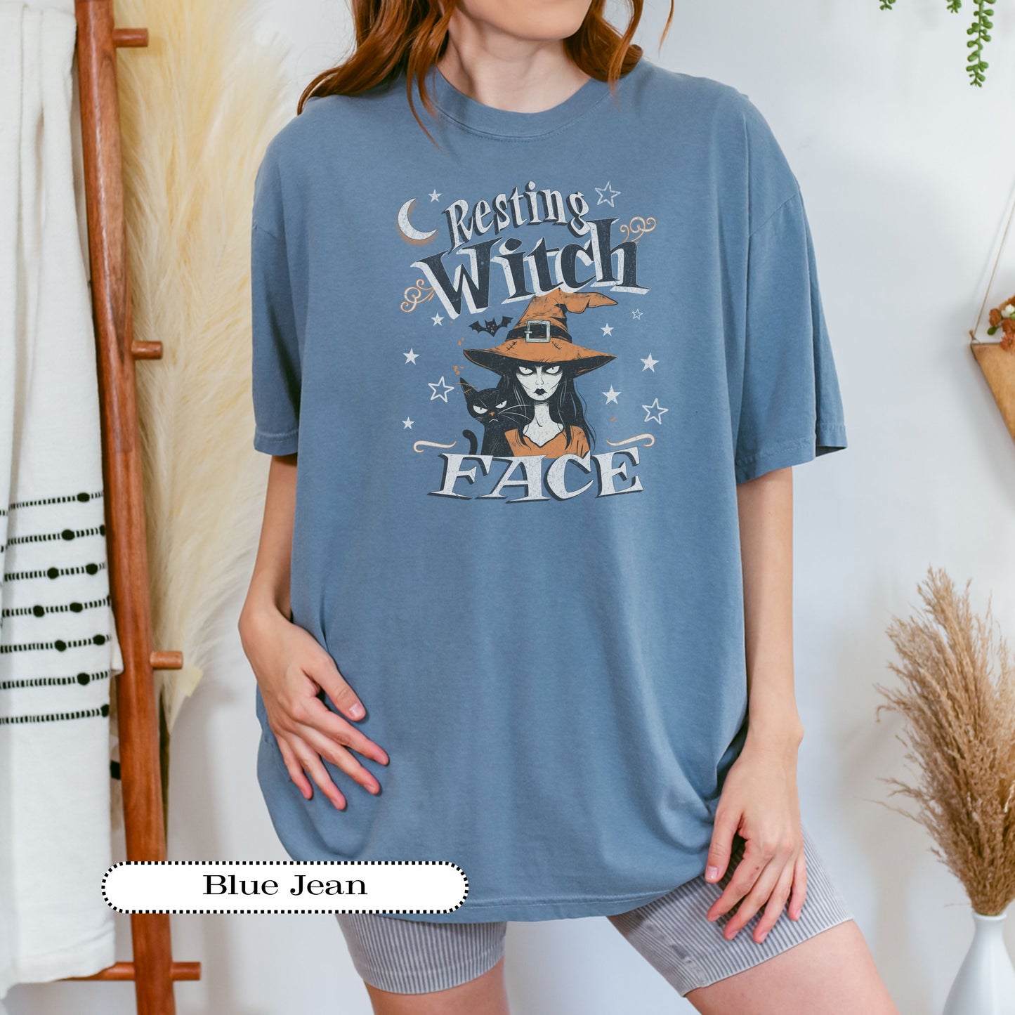 Resting Witch Face graphic tee – funny witch shirt for Halloween and spooky season.
