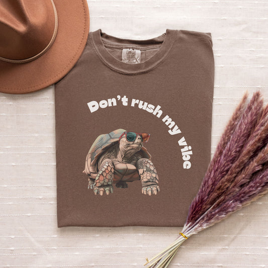 Don’t Rush My Vibe Shirt – Funny Turtle Tee – Retro Tortoise Graphic – Chill Animal Lover Comfort Colors® Tee