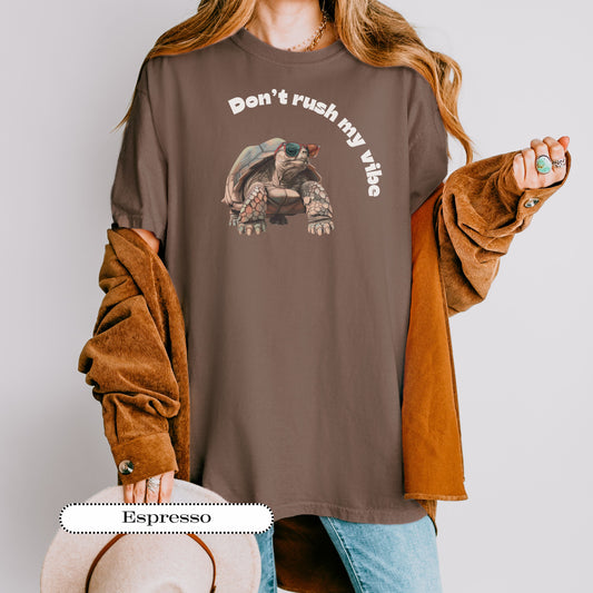 Don’t Rush My Vibe Shirt – Funny Turtle Tee – Retro Tortoise Graphic – Chill Animal Lover Comfort Colors® Tee