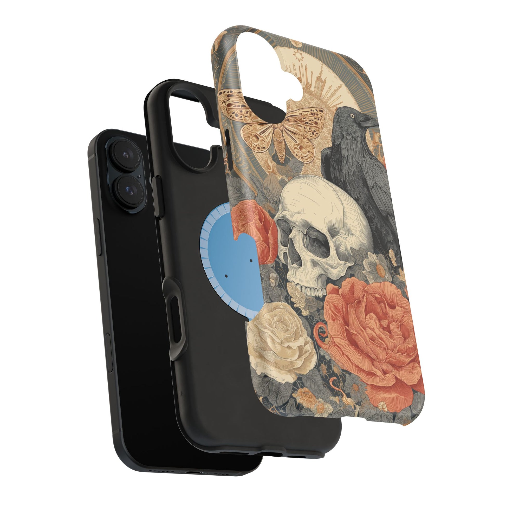 Witchy occult phone case design with vintage gothic details
