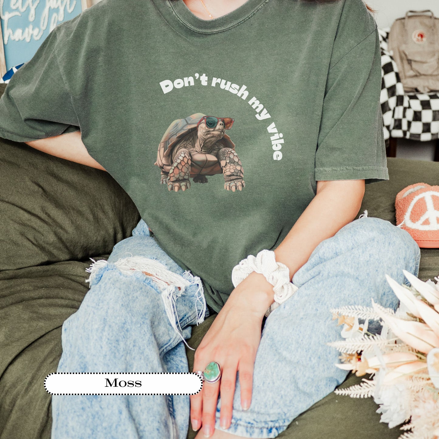 Don’t Rush My Vibe Shirt – Funny Turtle Tee – Retro Tortoise Graphic – Chill Animal Lover Comfort Colors® Tee