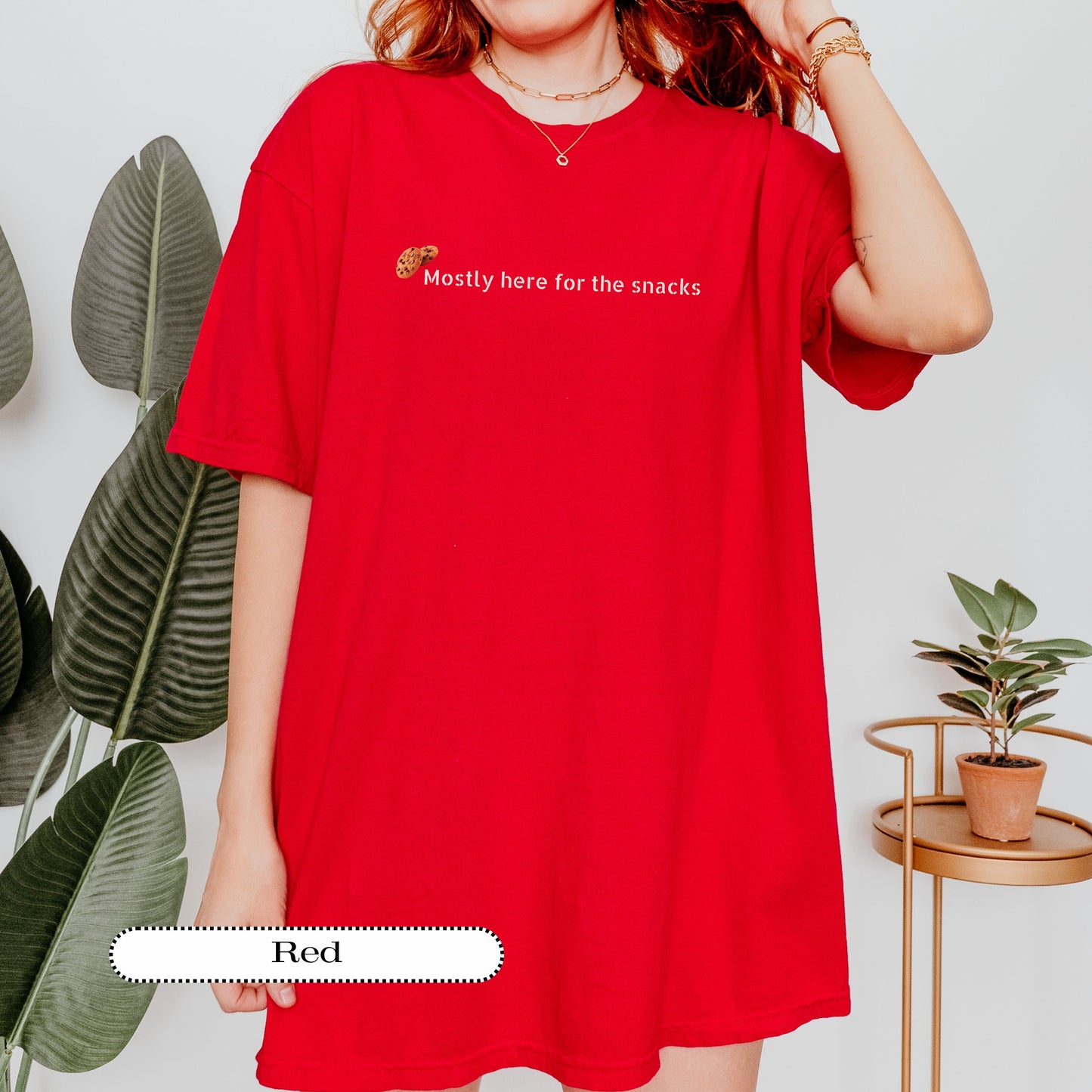 Mostly Here for the Snacks Tee – Funny Foodie Shirt, Comfort Colors® Graphic Tee, Snack Lover Humor