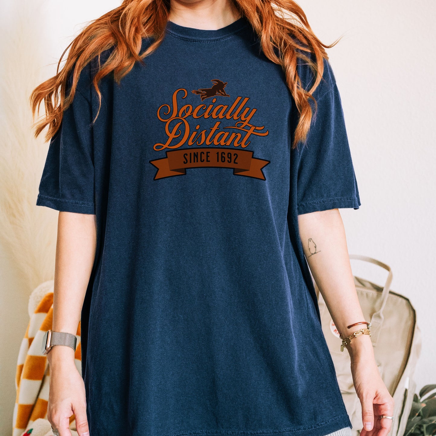 Socially Distant Since 1692 Comfort Colors® Tee – Witch Halloween Shirt, Salem Witch Graphic, Funny Sarcastic Gothic T-Shirt