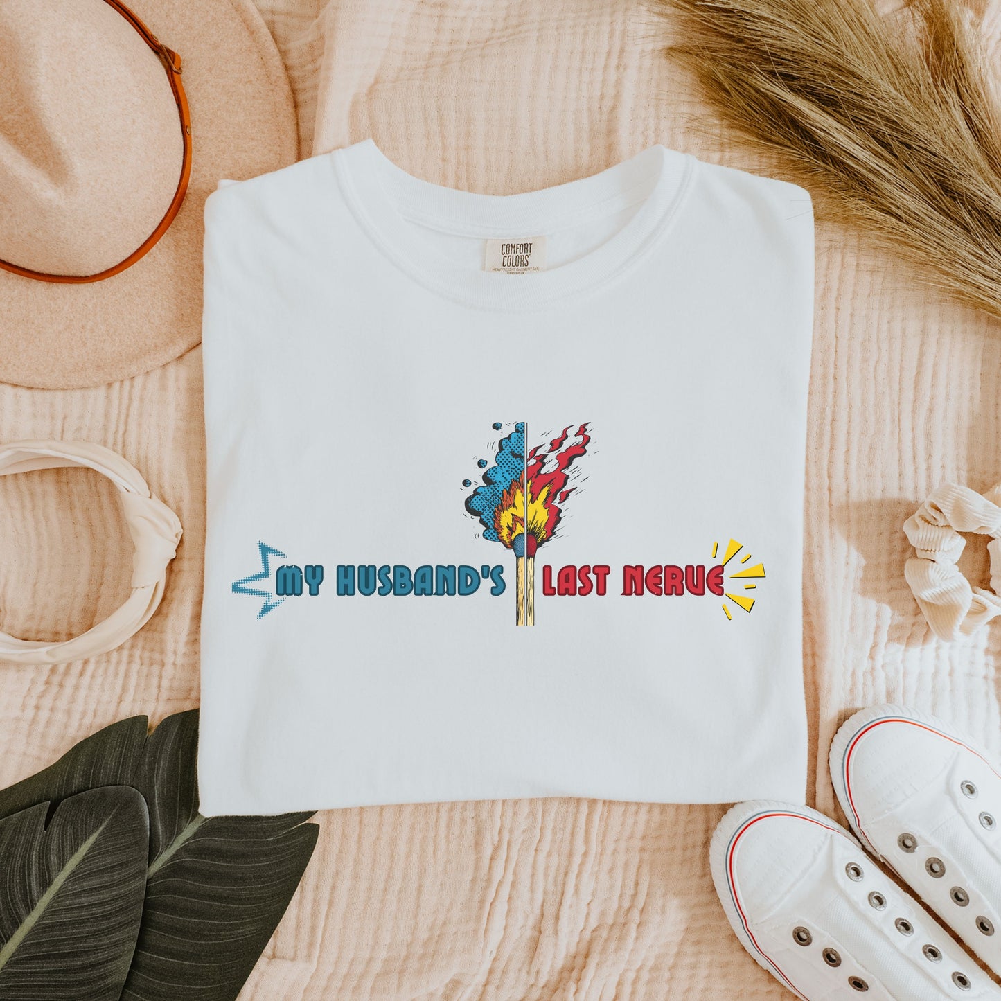 My Husband’s Last Nerve Tee – Funny Wife Shirt, Sarcastic Marriage Humor, Comfort Colors® Graphic Tee