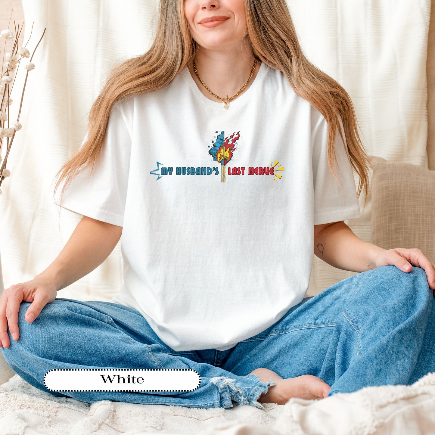 My Husband’s Last Nerve Tee – Funny Wife Shirt, Sarcastic Marriage Humor, Comfort Colors® Graphic Tee