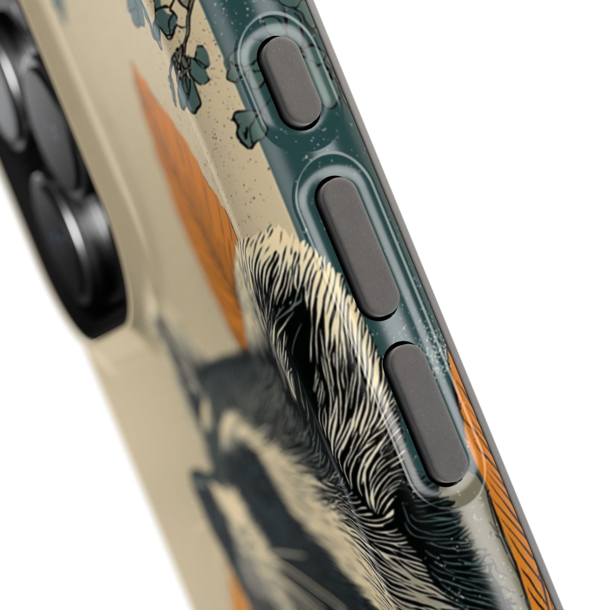 Side view of raccoon phone case showing slim protective profile