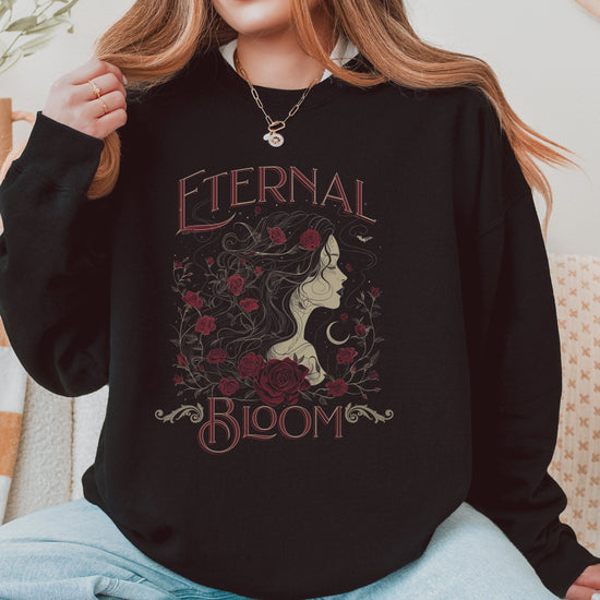 Vintage-style Eternal Bloom roses and gothic girl design sweatshirt